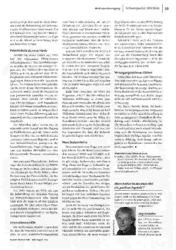 Vorschauseite 2: Medikamente für alle?