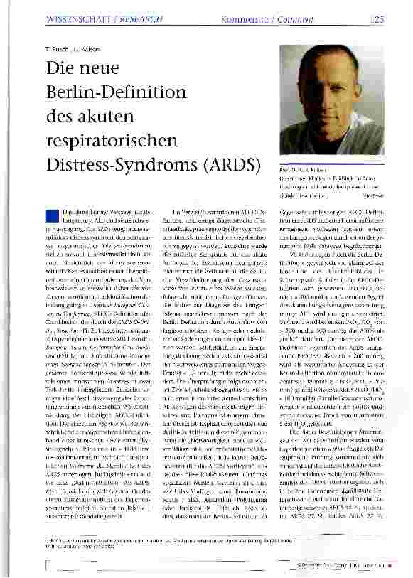Vorschauseite 1: Die neue Berlin-Definition des akuten respiratorischen Distress-Syndroms (ARDS)
