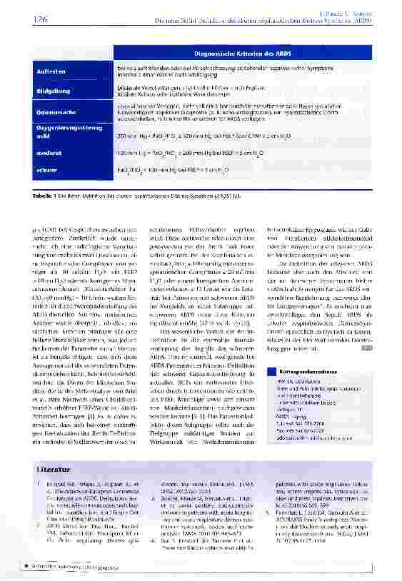 Vorschauseite 2: Die neue Berlin-Definition des akuten respiratorischen Distress-Syndroms (ARDS)