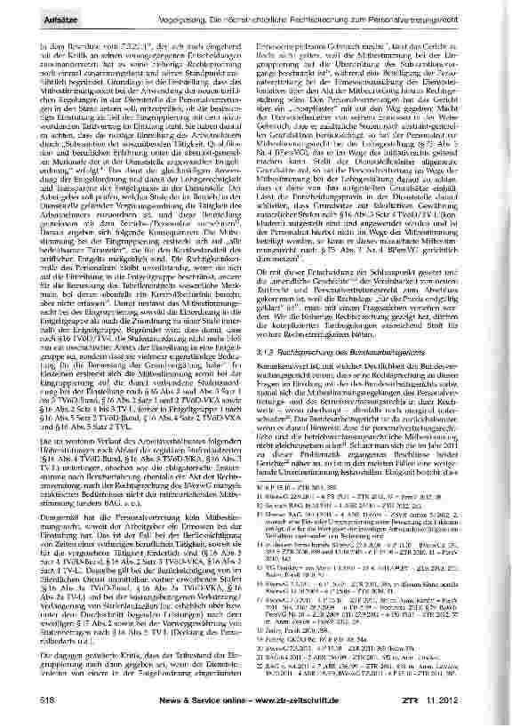Vorschauseite 3: Die höchstrichterliche Rechtsprechung zum Personalvertretungsrecht (und auch Betriebsverfassungsrecht) im Jahr 2011