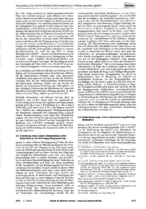 Vorschauseite 4: Die höchstrichterliche Rechtsprechung zum Personalvertretungsrecht (und auch Betriebsverfassungsrecht) im Jahr 2011