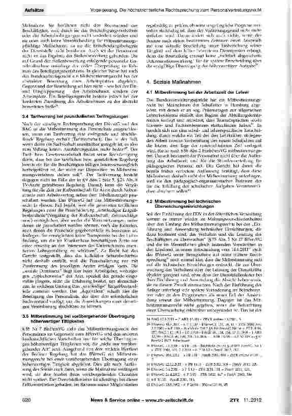 Vorschauseite 5: Die höchstrichterliche Rechtsprechung zum Personalvertretungsrecht (und auch Betriebsverfassungsrecht) im Jahr 2011