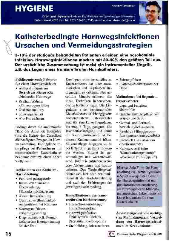 Vorschauseite 1: Katheterbedingte Harnwegsinfektionen