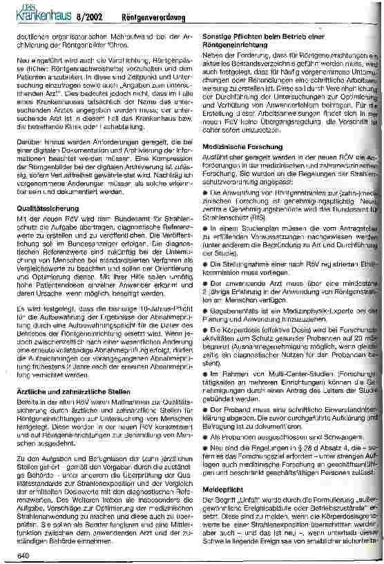 Vorschauseite 6: Die neue Röntgenverordnung