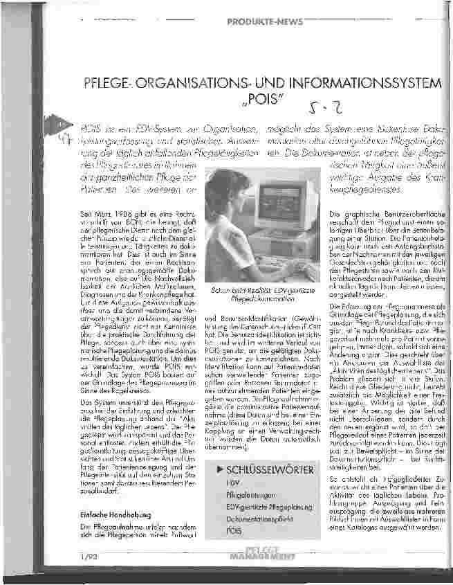 Vorschauseite 1: Pflege-Organisationsund Informationssystem POIS