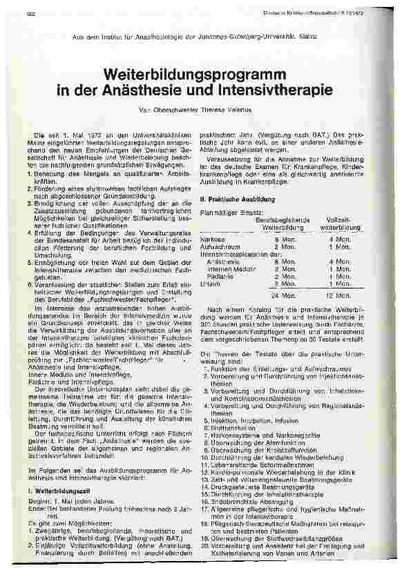 Vorschauseite 1: Weiterbildungsprogramm in der Anästhesie u. Intensivtherapie