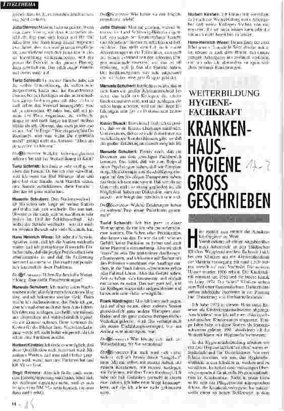 Vorschauseite 1: Krankenhaushygiene gross geschrieben