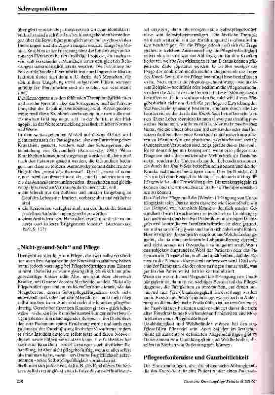 Vorschauseite 3: Zum Verständnis von Gesundheit und seinem Einfluß auf die Pflege