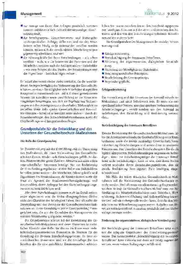 Vorschauseite 4: Die nachhaltige Verbesserung des Gesundheitsschutzes im KrankenhausEine Aufgabe des Managements der sozialen Verantwortung