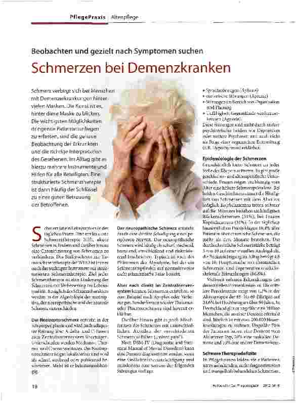 Vorschauseite 1: Schmerzen bei Demenzkranken
