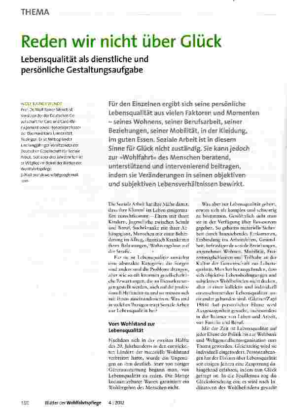 Vorschauseite 1: Reden wir nicht über GlückLebensqualität als dienstliche und persönliche Gestaltungsaufgabe