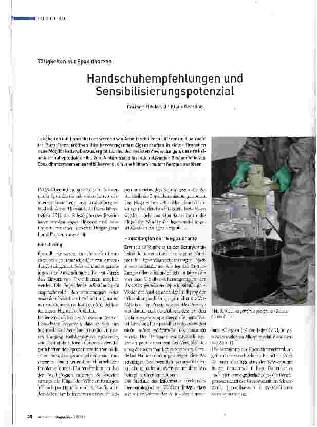 Vorschauseite 1: Handschuhempfehlungen und Sensibilisierungspotenzial