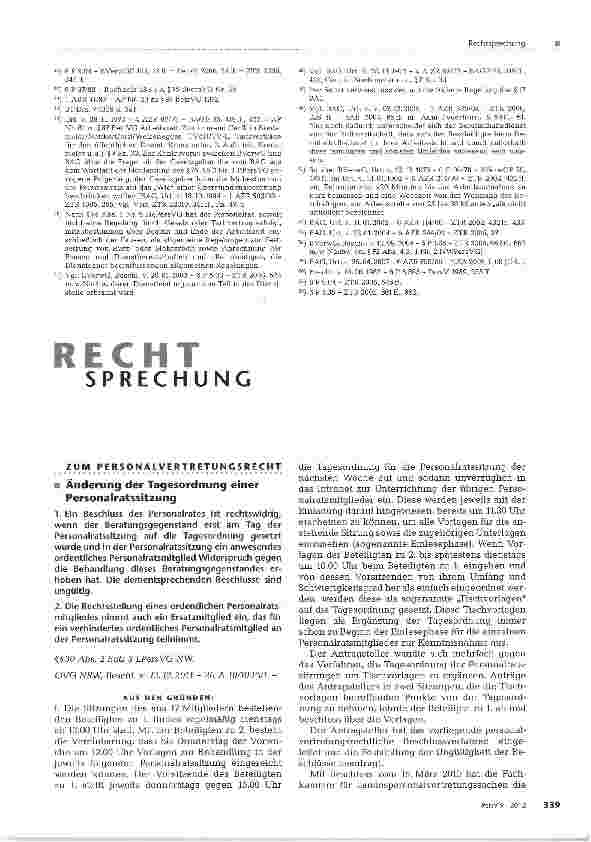 Vorschauseite 1: Änderung der Tagesordnung einer Personalratssitzung