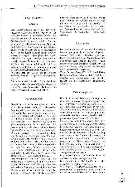 Vorschauseite 2: Nicht-invasive Beatmung bei der akuten respiratorischen Insuffizienz