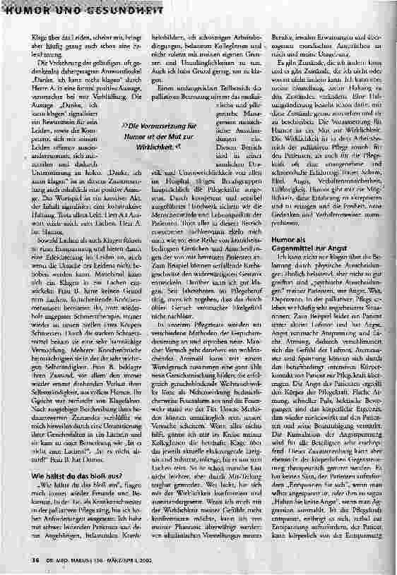 Vorschauseite 2: Da gibt es nichts zu lachen Humor in der Palliativen Pflege
