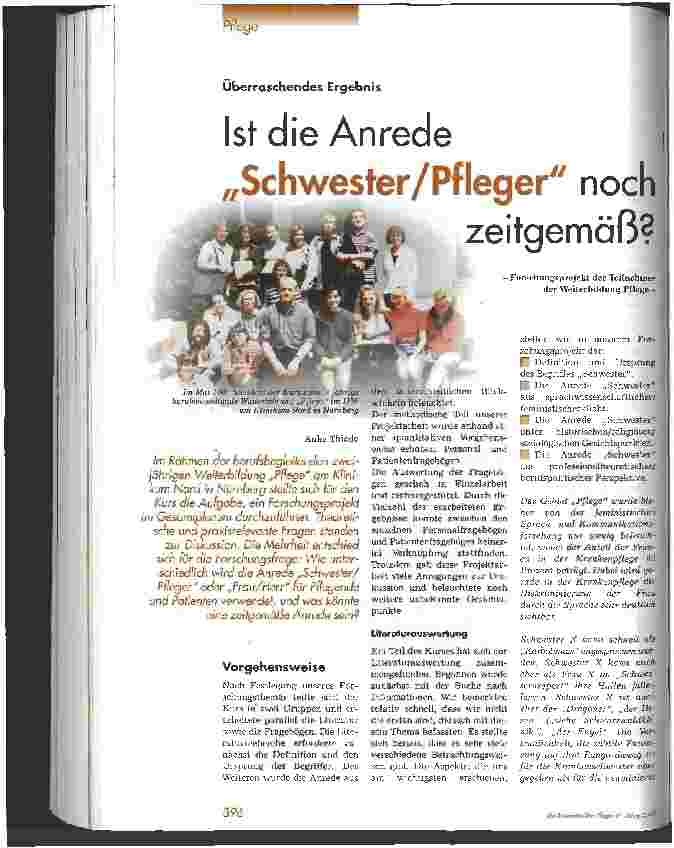 Vorschauseite 1: Ist die Anrede Schwester/Pfleger noch zeitgemäß?