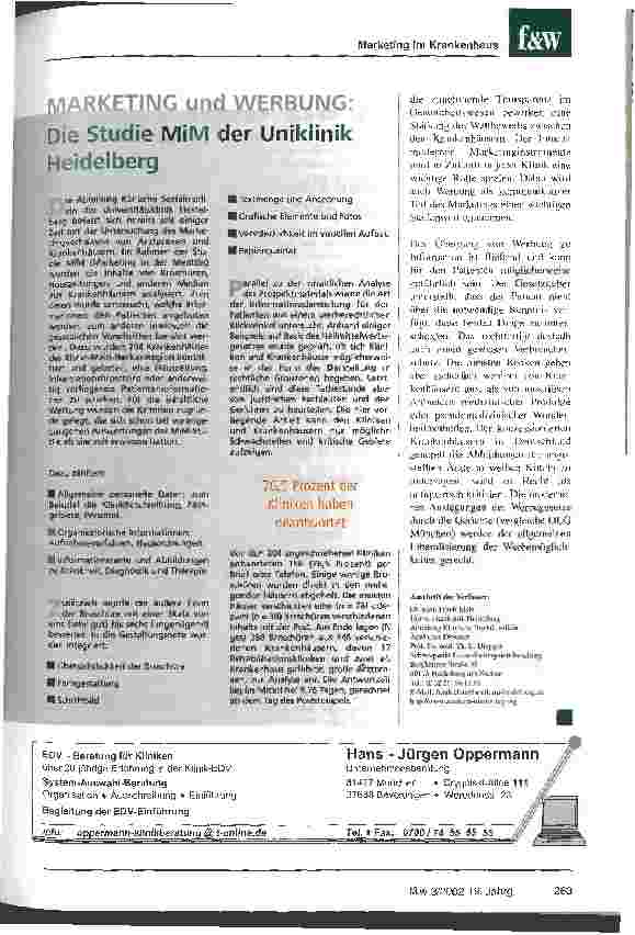Vorschauseite 4: Die Krankenhäuser werben am Patienten vorbei