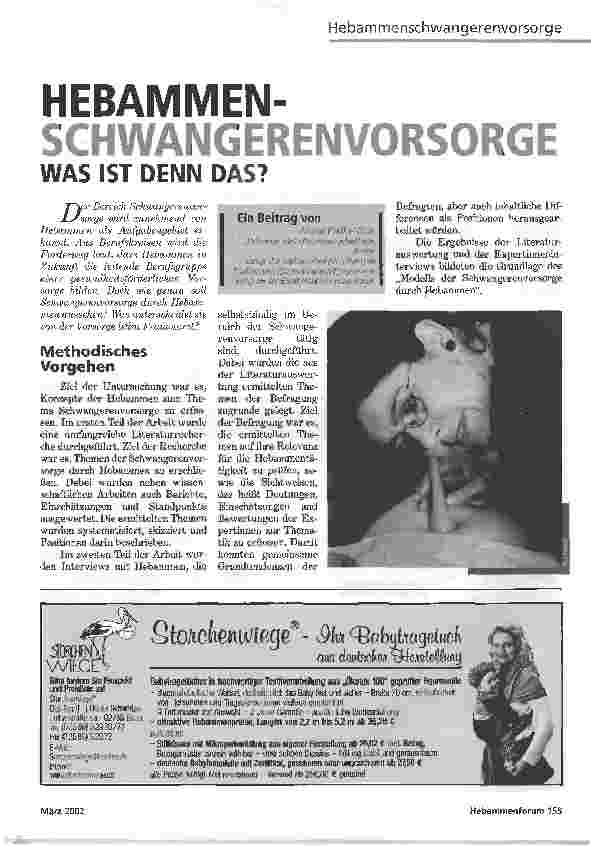 Vorschauseite 1: HEBAMMEN-SCHWANGERENVORSORGEWAS IST DENN DAS?