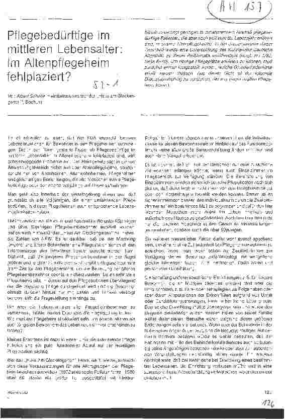 Vorschauseite 1: Pflegebedürftige im mittleren Lebensalter: Im Altenpflegeheim fehlplaziert?