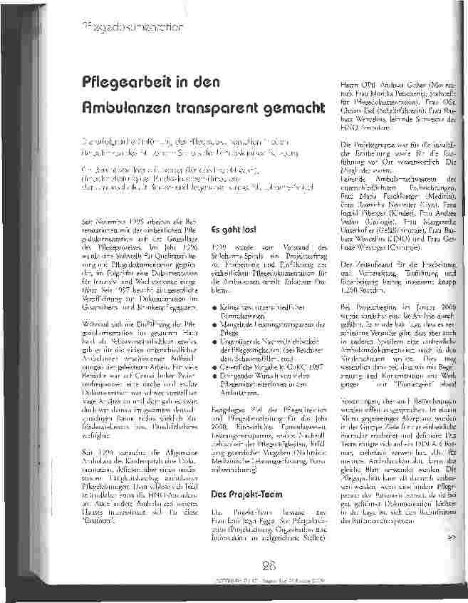 Vorschauseite 1: Pflegearbeit in den Ambulanzen transparent gemacht