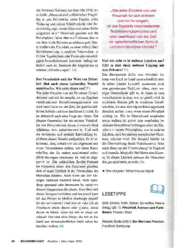 Vorschauseite 4: „Um unser Leben so frei und selbstbestimmt wie möglich leben zu können, brauchen wir grundsätzlich die Privatheit