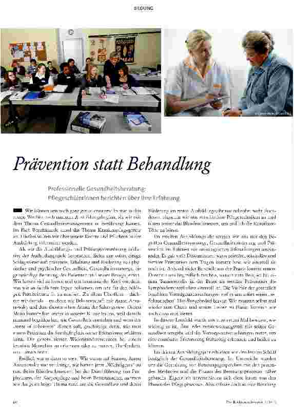 Vorschauseite 1: Prävention statt Behandlung