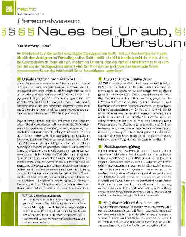 Vorschauseite 1: Neues bei Urlaub, Überstunden & Co.