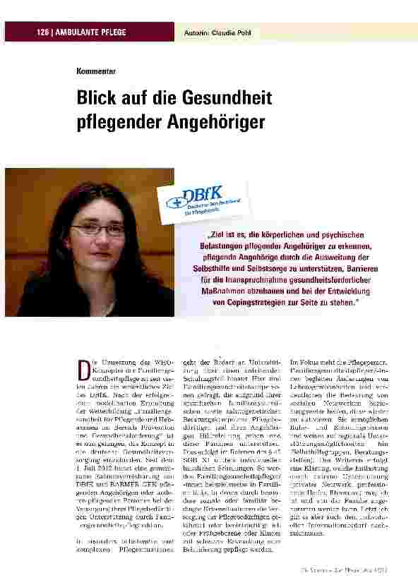 Vorschauseite 1: Blick auf die Gesundheit pflegender Angehöriger