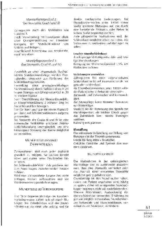 Vorschauseite 3: Mundpflege unter onkologischer Behandlung am Beispiel einer hämato-onkologischen Abteilung