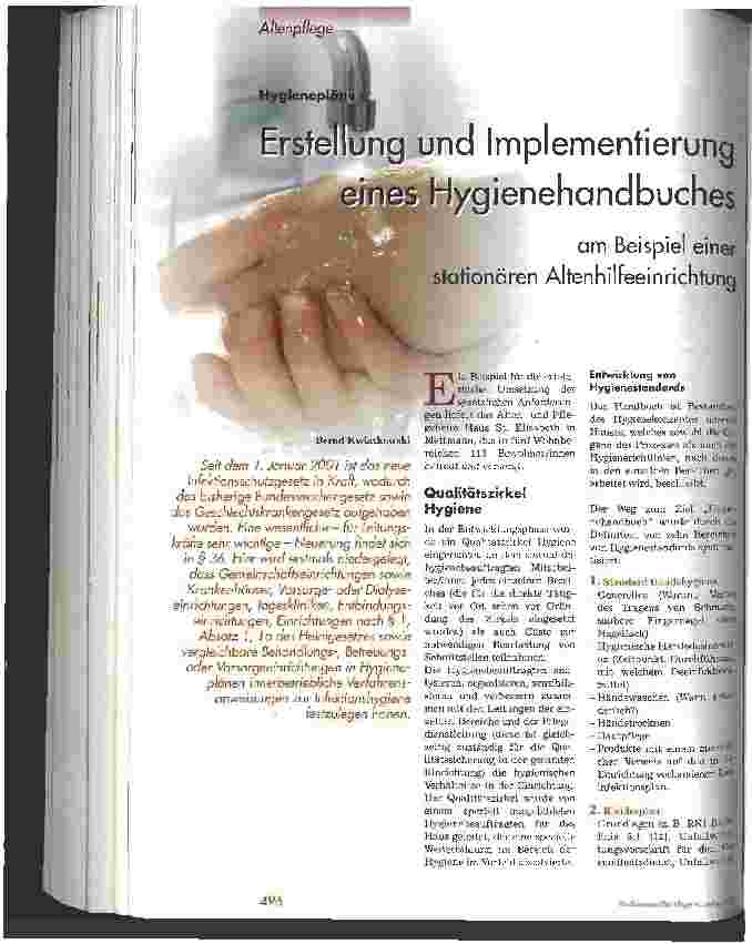 Vorschauseite 1: Erstellung und Implementierung eines Hygienehandbuches am Beispiel einer stationären Altenhilfeeinrichtung
