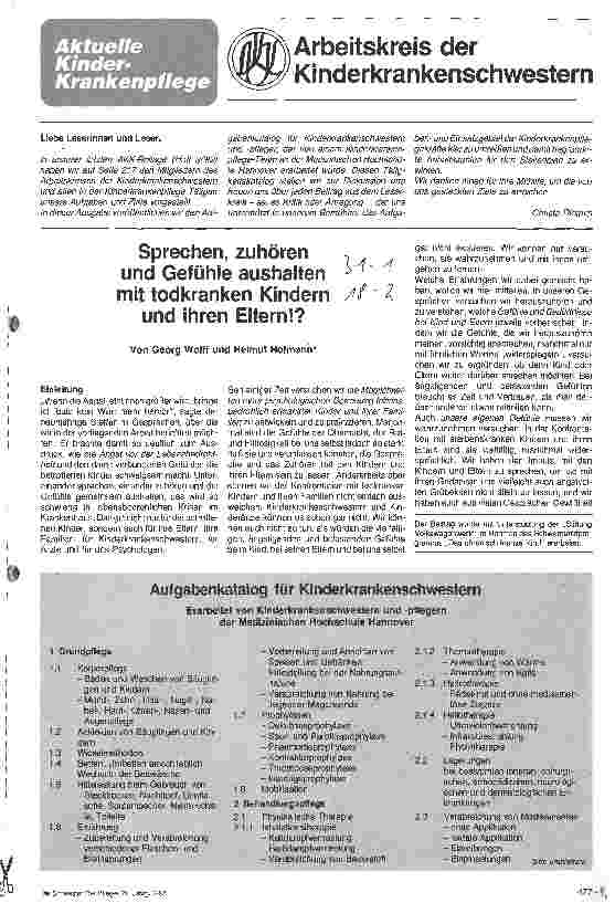 Vorschauseite 1: Sprechen, zuhören und Gefühle aushalten mit todkranken Kindern und ihren Eltern