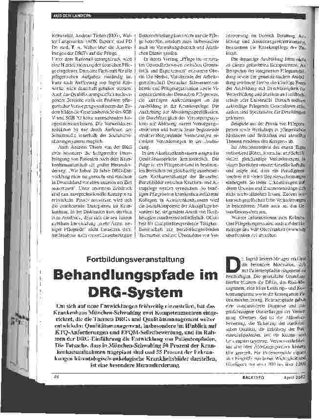 Vorschauseite 1: Behandlungspfade im DRG-System Fortbildungsveranstaltung