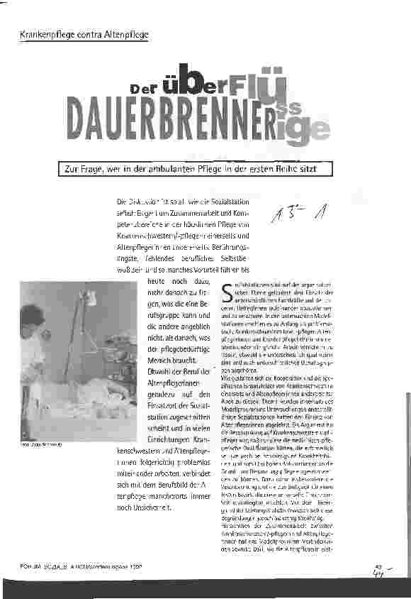 Vorschauseite 1: Der überflüssige Dauerbrenner Krankenpflege contra Altenpflege