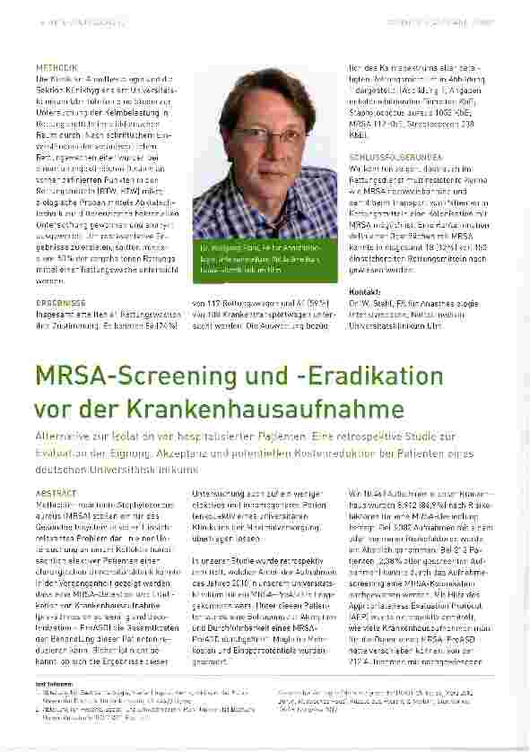 Vorschauseite 2: Die Ulmer SEKURE-Studie: Untersuchung der Keimbelastung im Rettungsdienst - eine Bestandsaufnahme des vorhandenen Keimspektrums