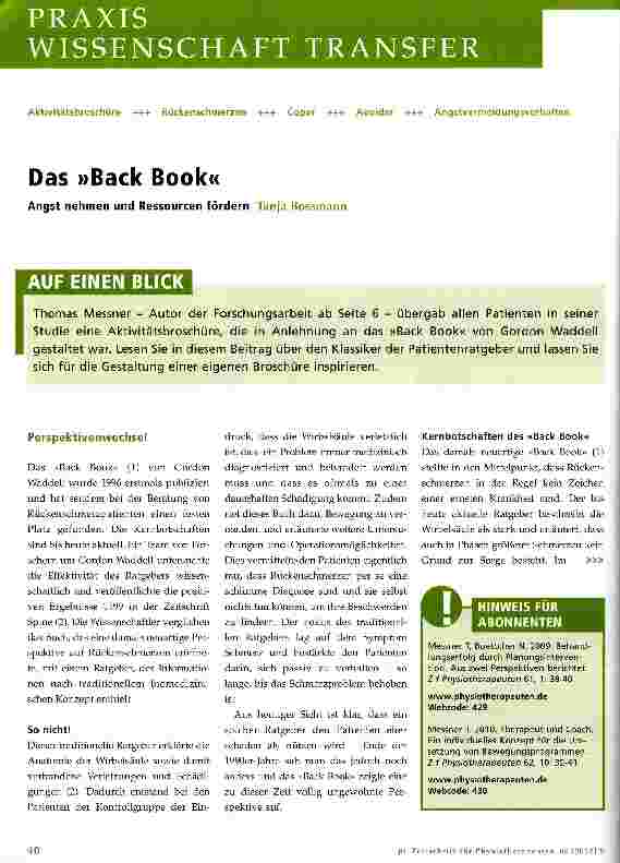 Vorschauseite 1: Das »Back Book«