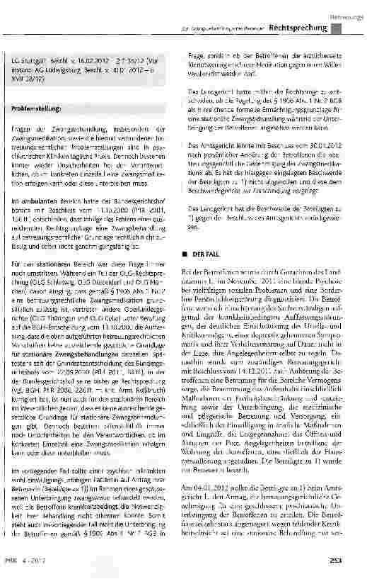 Vorschauseite 2: Zur Zwangsbehandlung eines Betreuten