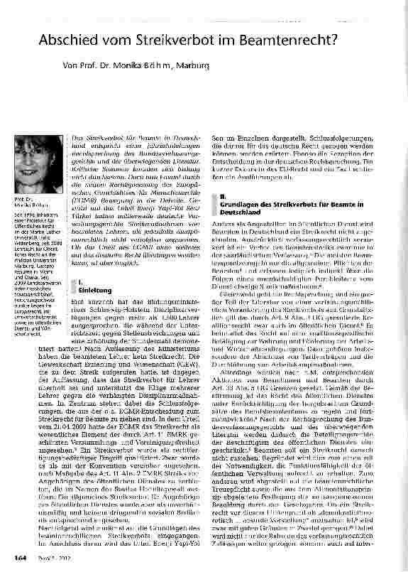 Vorschauseite 1: Abschied vom Streikverbot im Beamtenrecht?