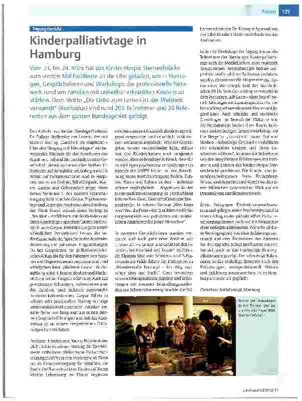 Vorschauseite 1: Kinderpalliativtage in Hamburg