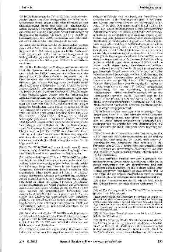 Vorschauseite 3: Unwirksamkeit einer Tarifbestimmung - (Teil-) Nichtigkeit eines Tarifvertrages