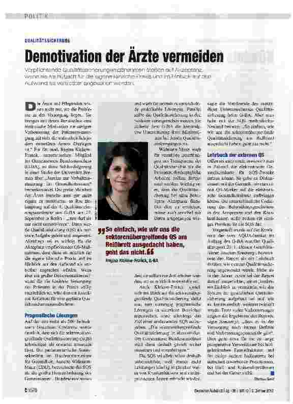 Vorschauseite 1: Demotivation der Arzte vermeiden