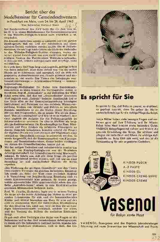 Vorschauseite 1: Bericht über das Modellseminar für Gemeindeschwestern Frankfurt am Main, (24.-28. April 1962)