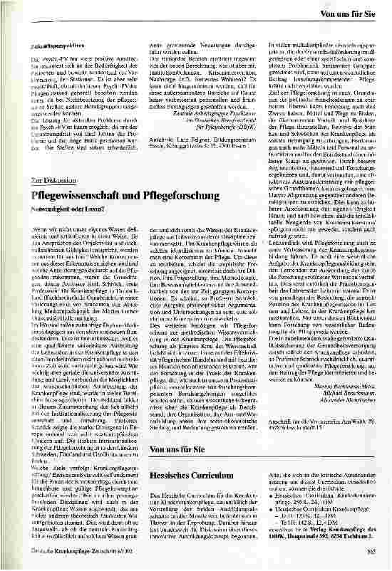 Vorschauseite 2: Zur Diskussion: Psychiatrie-Personalverordnung Stellungnahme der zentralen Arbeitsgruppe Psychiatrie im DBfK