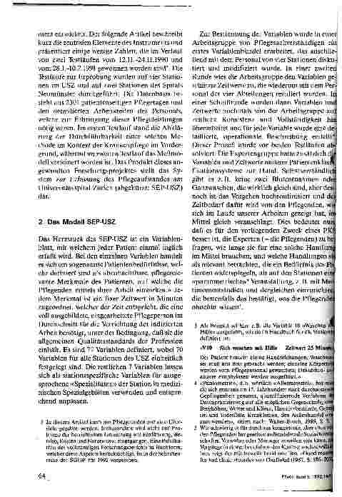 Vorschauseite 2: Patientenklassifikation und Arbeitsbelastung in der Pflege: Das Modell SEP-USZ