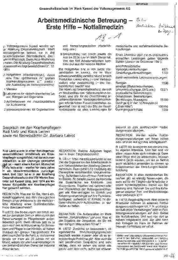 Vorschauseite 1: Arbeitsmedizinische Betreuung - Erste Hilfe - Notfallmedizin