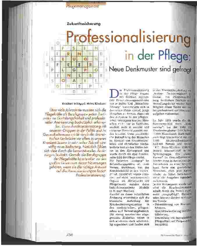 Vorschauseite 1: Professionalisierung in der Pflege: Neue Denkmuster sind gefragt