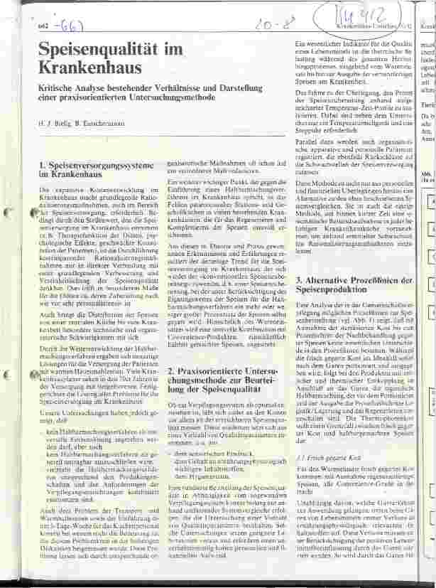 Vorschauseite 1: Speisenqualität im Krankenhaus