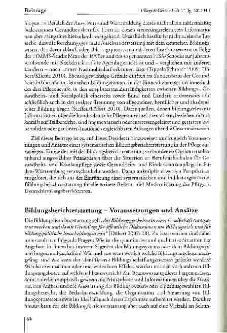 Vorschauseite 2: Bildungsberichterstattung in der Pflege