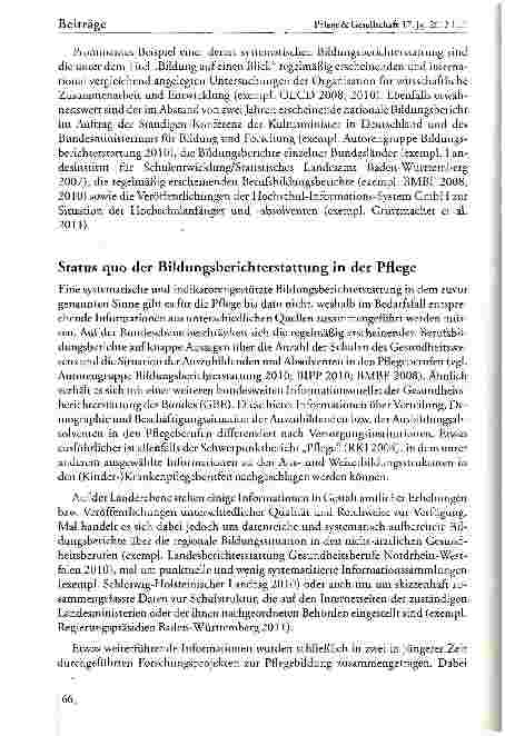 Vorschauseite 4: Bildungsberichterstattung in der Pflege