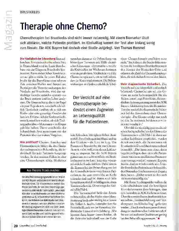 Vorschauseite 1: Therapie ohne Chemo?