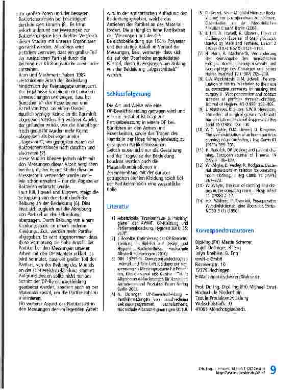 Vorschauseite 6: Bereichskleidung und ihr Beitrag zur Partikelbelastung im OP